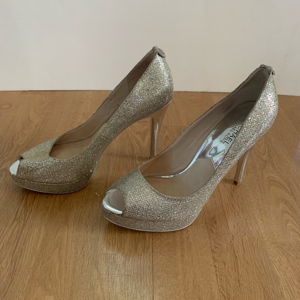 Michael Kors Metallic Peep Toe Pumps